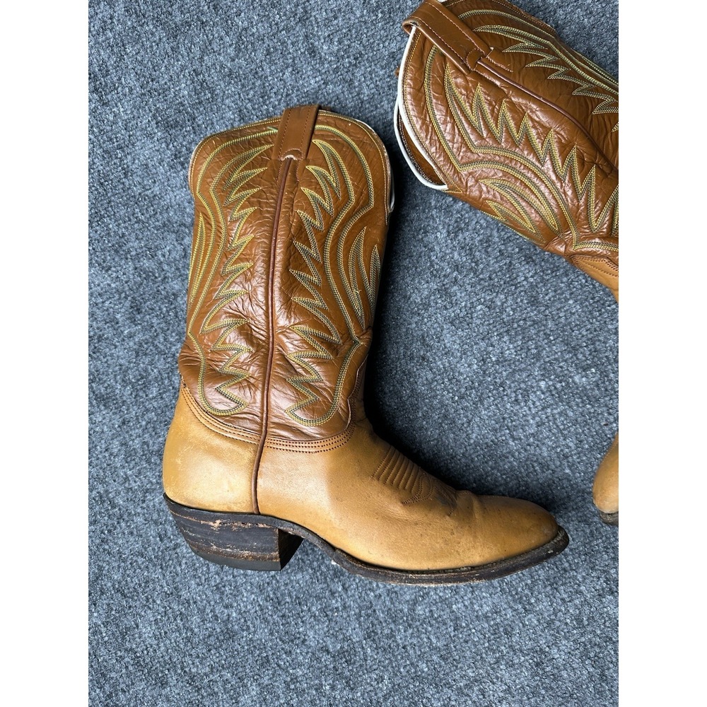 Mens Leather Nocona Cowboy Western Boots Brown L501 Made in USA, Size 7.5E - Picture 3 of 8